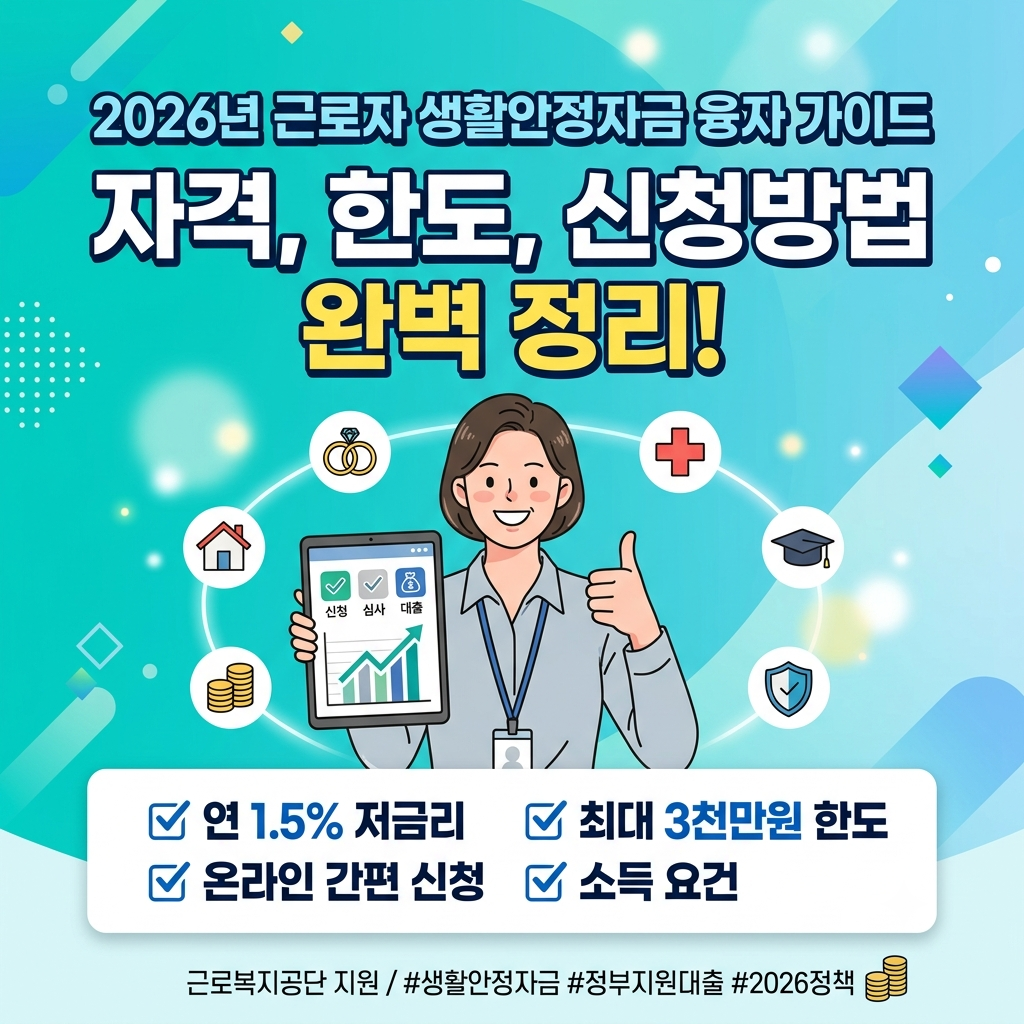 2026년 근로자 생활안정자금 융자 가이드 자격 한도 신청방법
