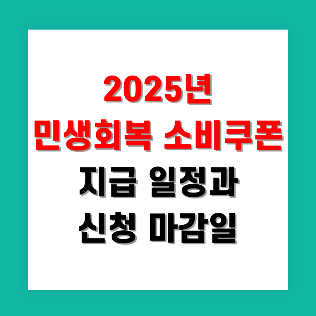 2025년 민생회복 소비쿠폰 지급 일정과 신청 마감일