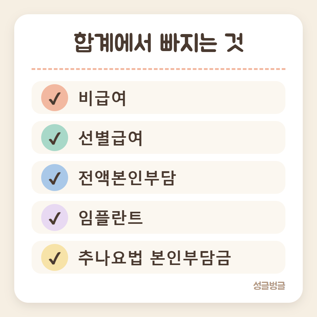 본인부담상한제 환급 합계에서 빠지는 것을 정리한 카드