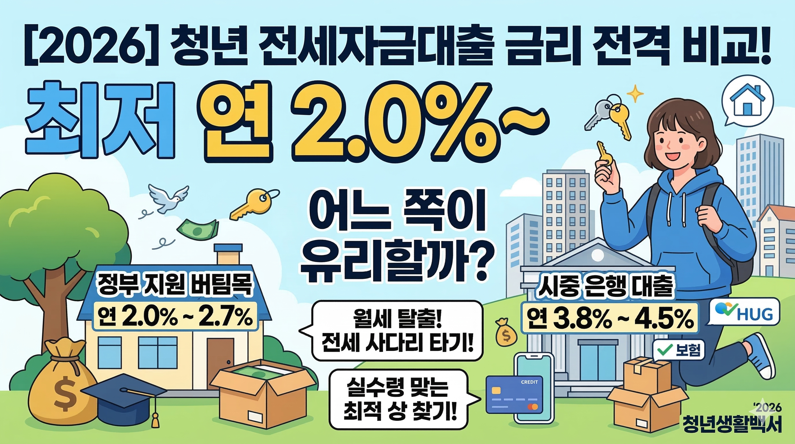 청년 전세자금대출 금리 비교 (최저 연 2.0%~)