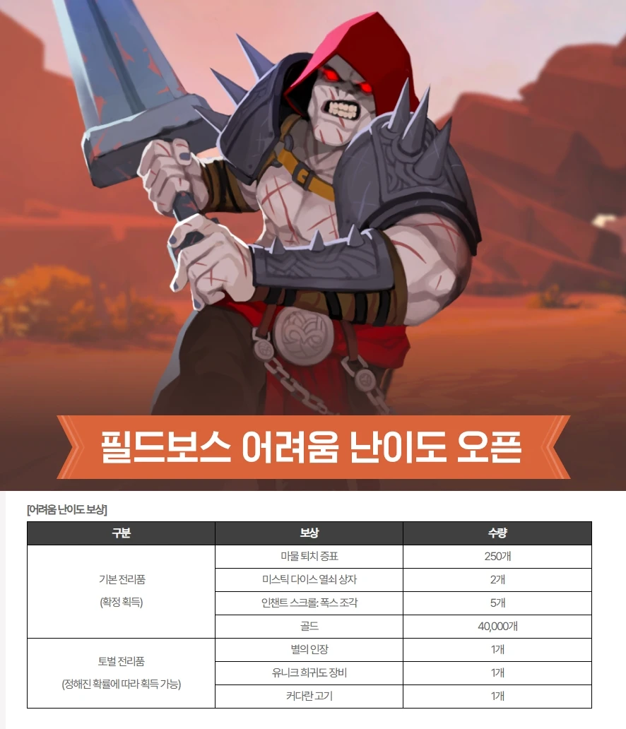 필드보스 어려움 난이도