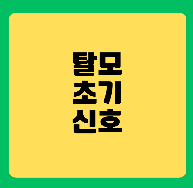 탈모 초기 신호 빨리 대비하세요!