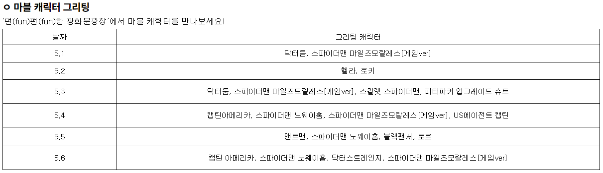마블 캐릭터 그리팅