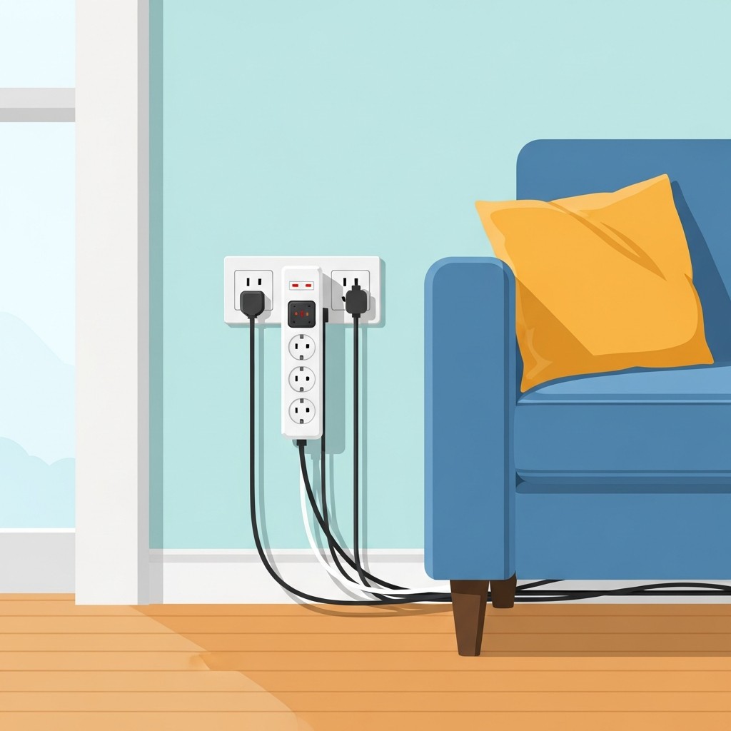 정리된 멀티탭과 전선