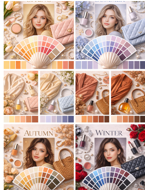 사계절 팔레트로 세분화된 퍼스널컬러 이미지