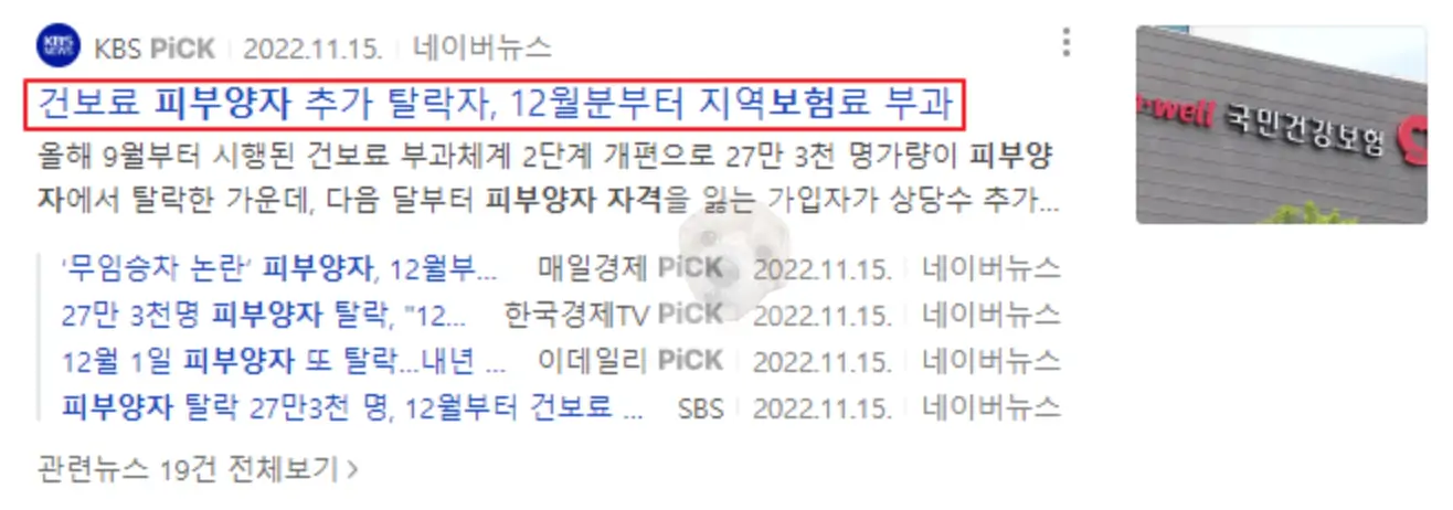 건강보험 피부양자 자격 상실 관련 기사