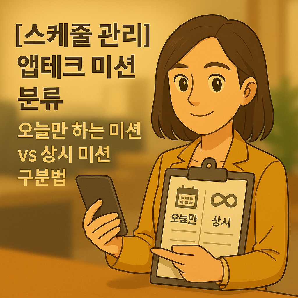 [스케줄 관리] 앱테크 미션 분류 ｜ 오늘만 하는 미션 vs 상시 미션 구분법