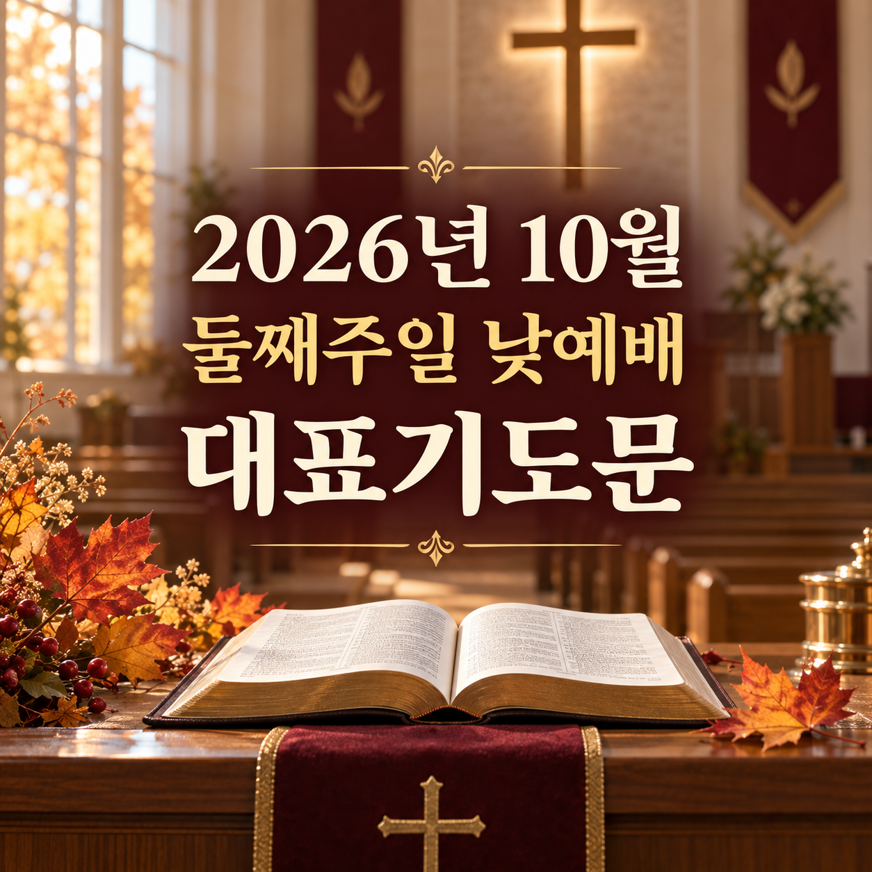 10월 둘째주일 낮예배 대표기도문