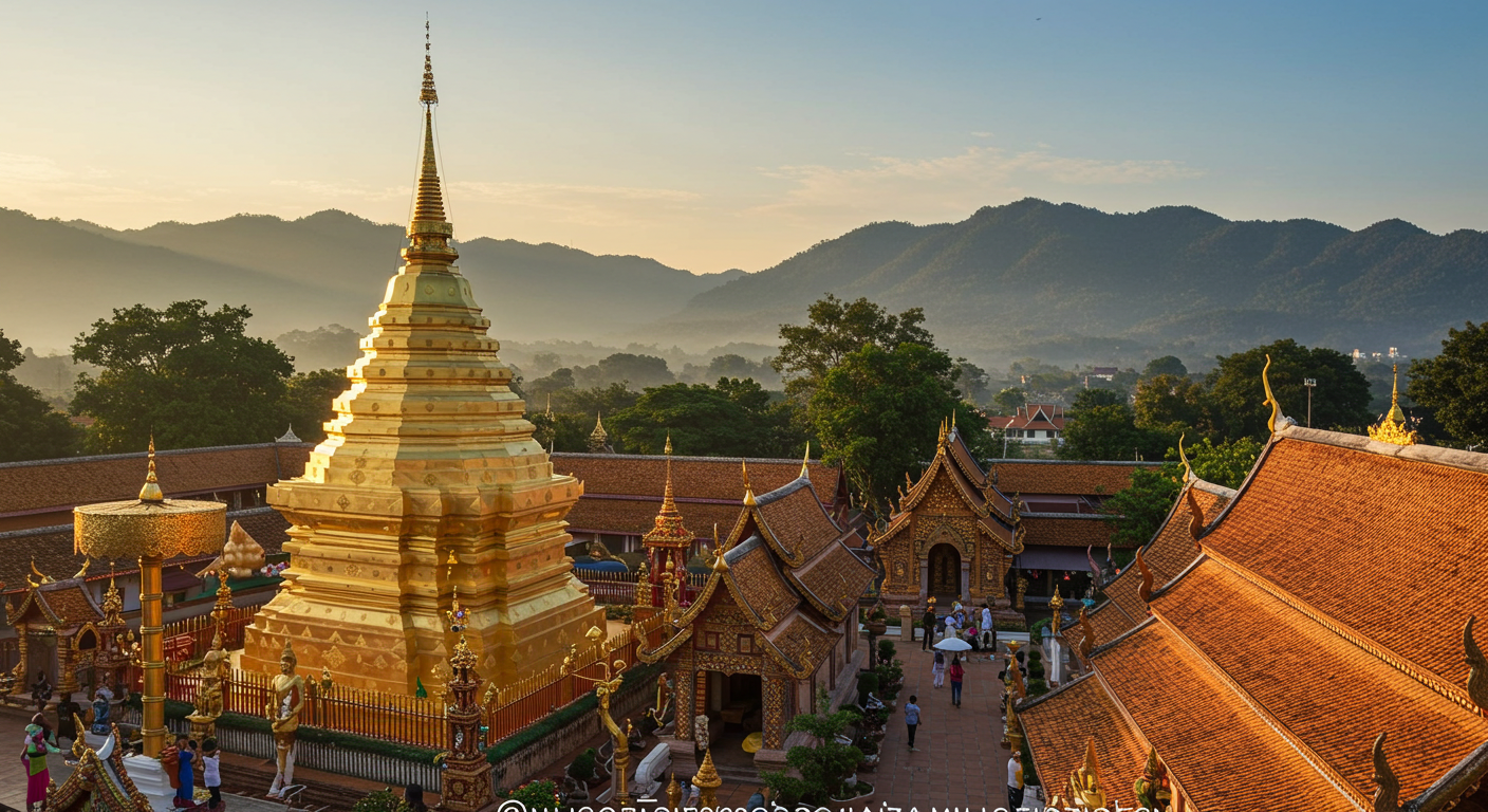 치앙마이의 고요한 사원 전경