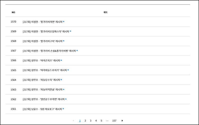 편스토랑 레시피 소개하기