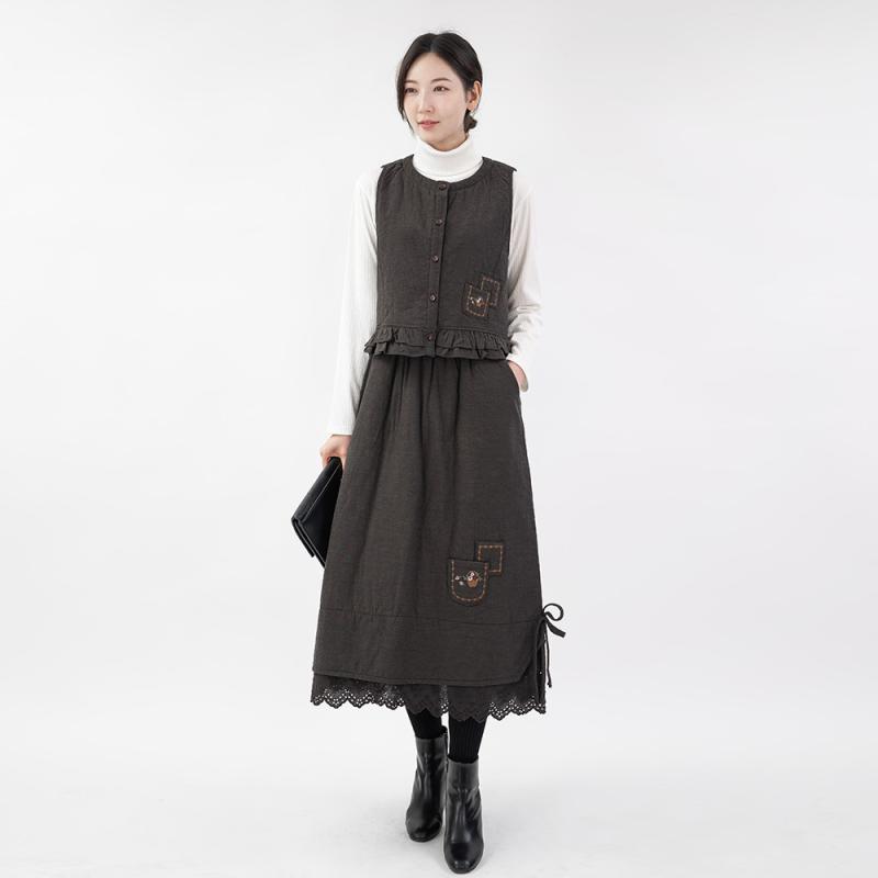 모슬린 엄마옷 면 생활한복 조끼치마 세트 KD112143