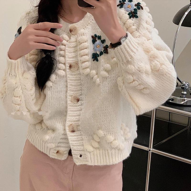 퐁퐁 플라워 자수 가디건 DRUN01