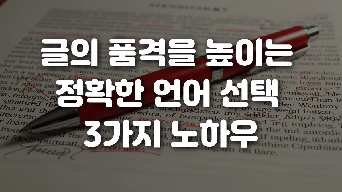 글의 품격을 높이는 정확한 언어 선택 3가지 노하우