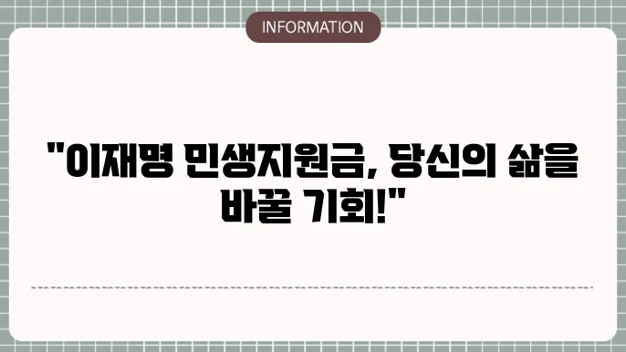 이재명 민생지원금: 정책과 지원 내용
