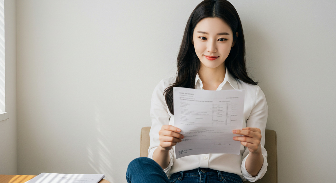 암 검진 결과표 받은 여성