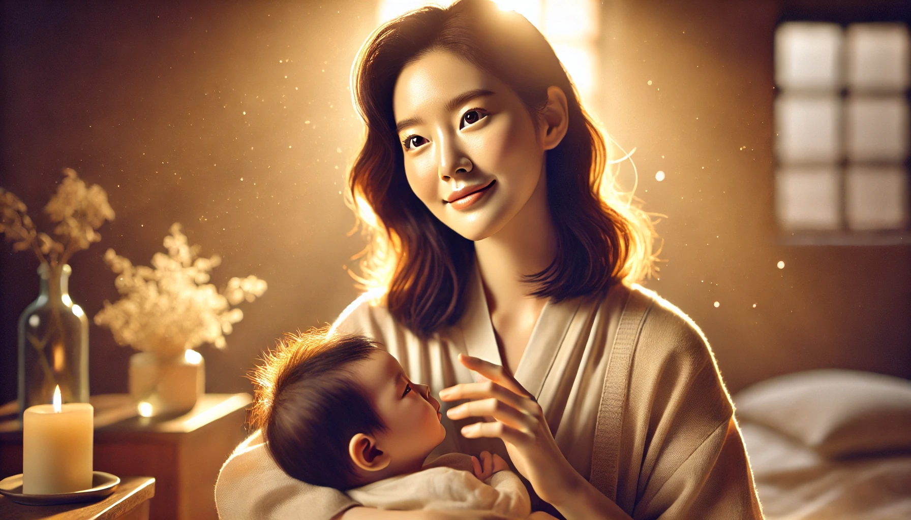 아이를 안고 있는 엄마 모습