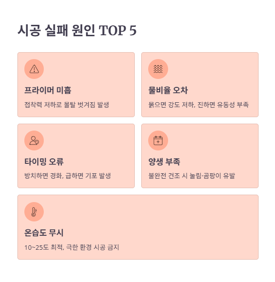 시공 실패 원인 및 주의사항