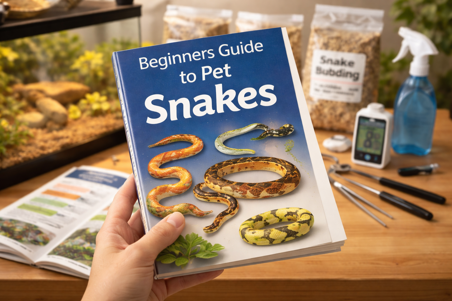 뱀키우기 가이드를 보고있는 이미지