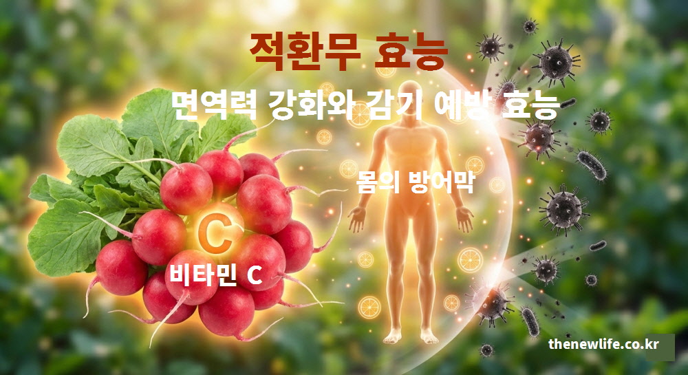 적환무 효능의 비타민C 함유와 면역력 강화 및 감기 예방 효과 인포그래픽