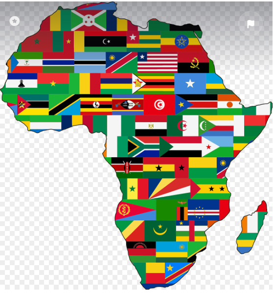 아프리카 지도를 통해 많은 나라가 있음을 표시하고 많은 기부 활동과 기부 사례를 생각해보는 이미지