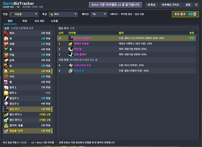 IberisBisTracker 장비 탭