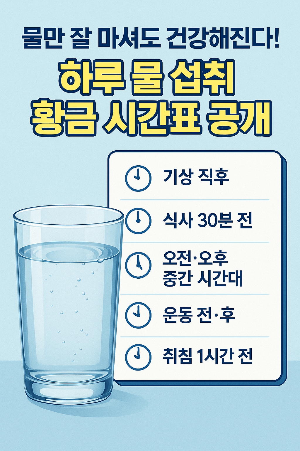 하루 물 섭취 황금 시간표
