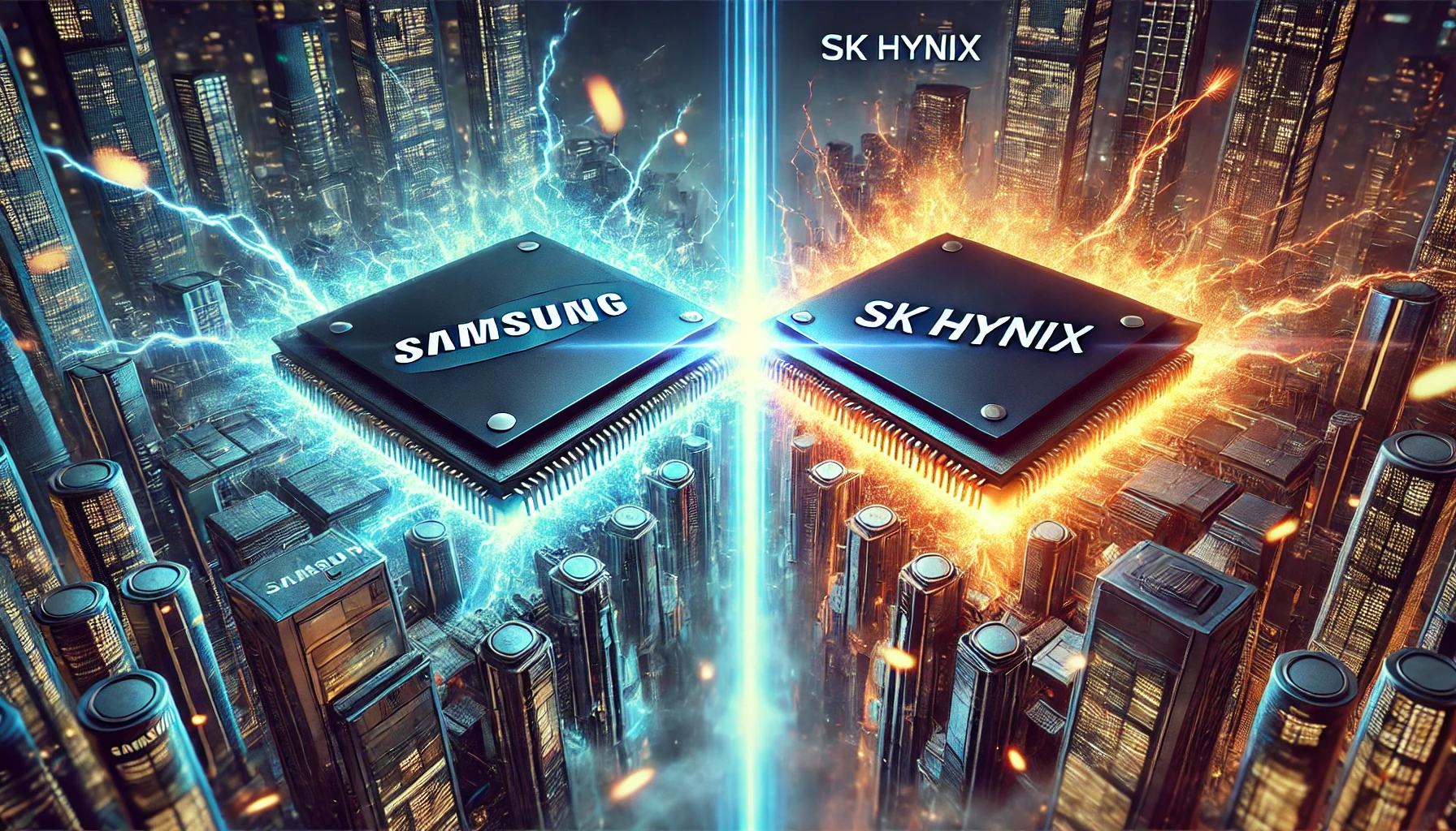삼성전자와 sk하이닉스의 반도체 대결 사진