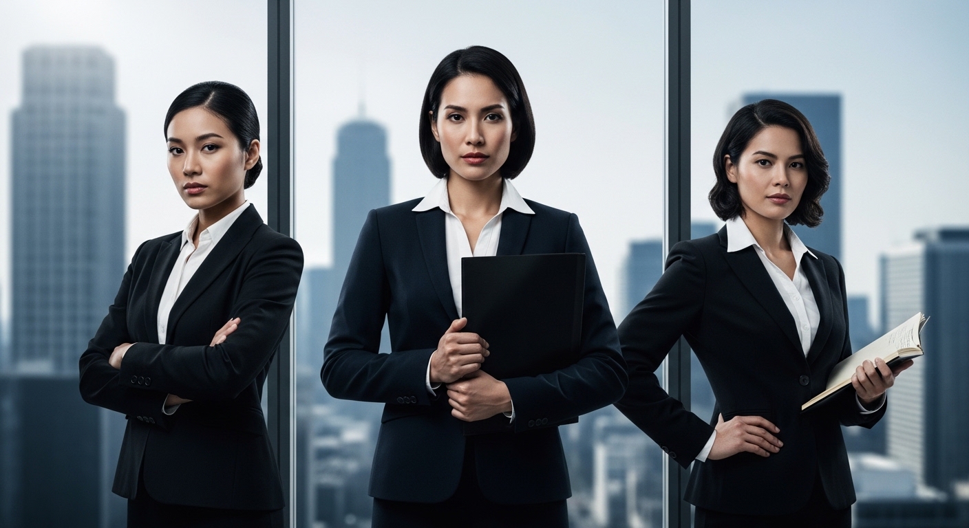 아너: 그녀들의 법정 드라마의 세 주연 여배우들이 강렬하고 당당한 모습으로 법정에서 정의를 위해 싸우는 모습을 묘사한 이미지.