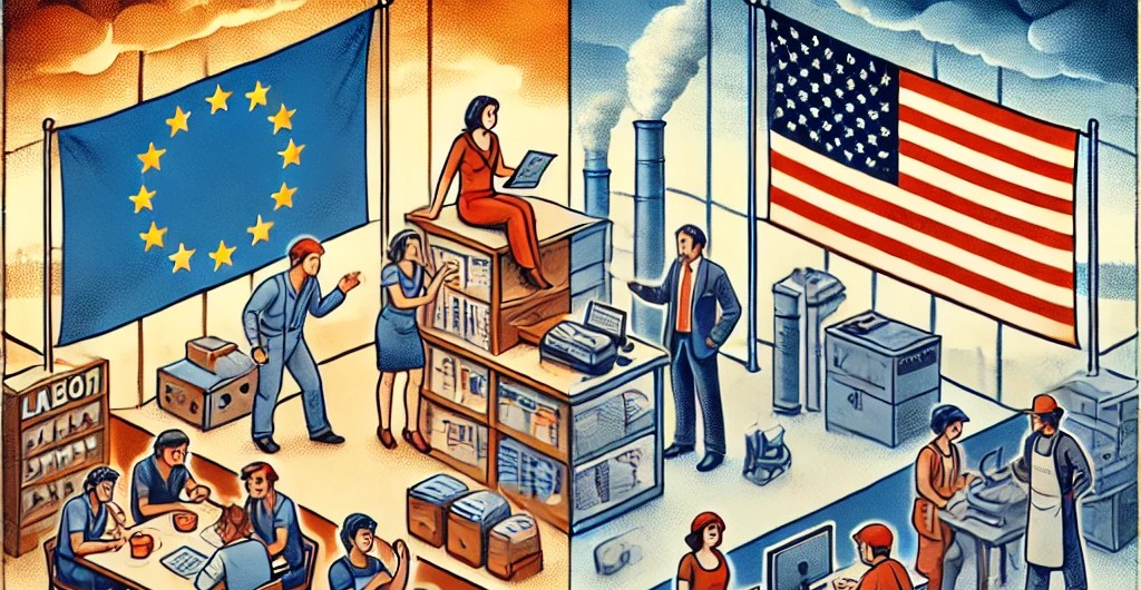 유럽과 미국의 노동시장 비교 이미지