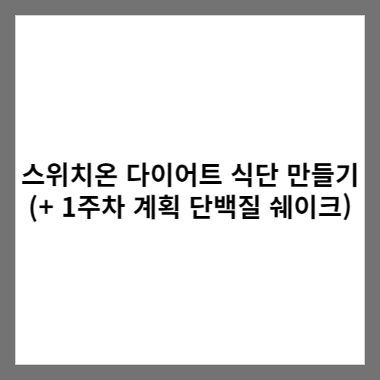 스위치온 다이어트 식단 만들기 (+ 1주차 계획 단백질 쉐이크)