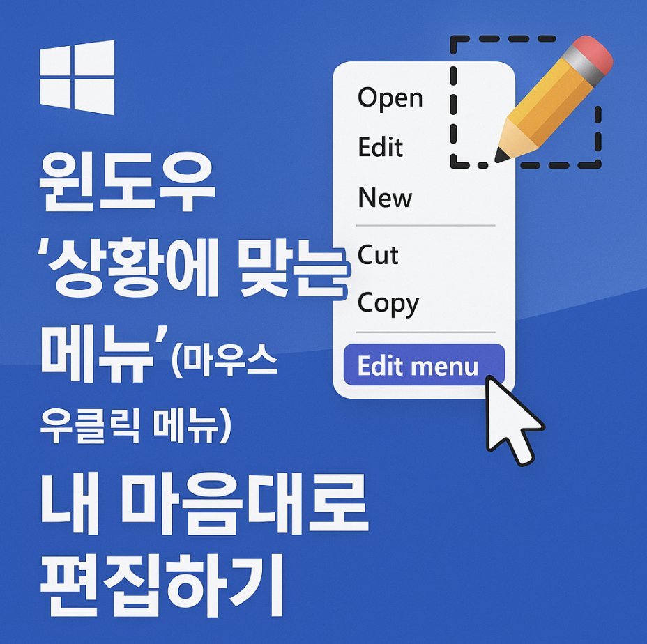 윈도우 '상황에 맞는 메뉴'(마우스 우클릭 메뉴) 내 마음대로 편집하기