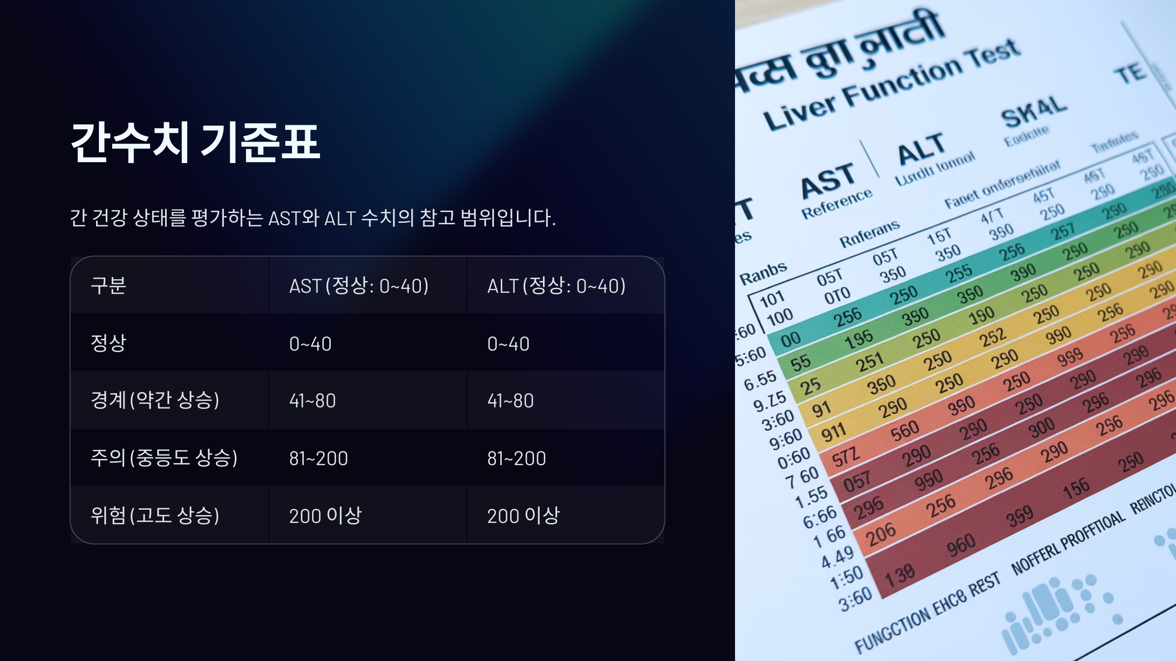 간수치 기준표