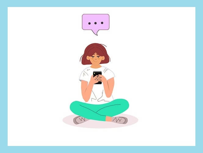 핸드폰-채팅하는-여자-일러스트