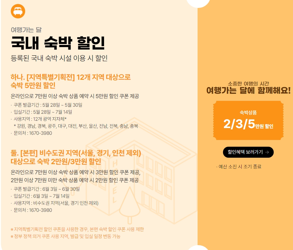 여행가는 달 할인 숙박 세일 페스타