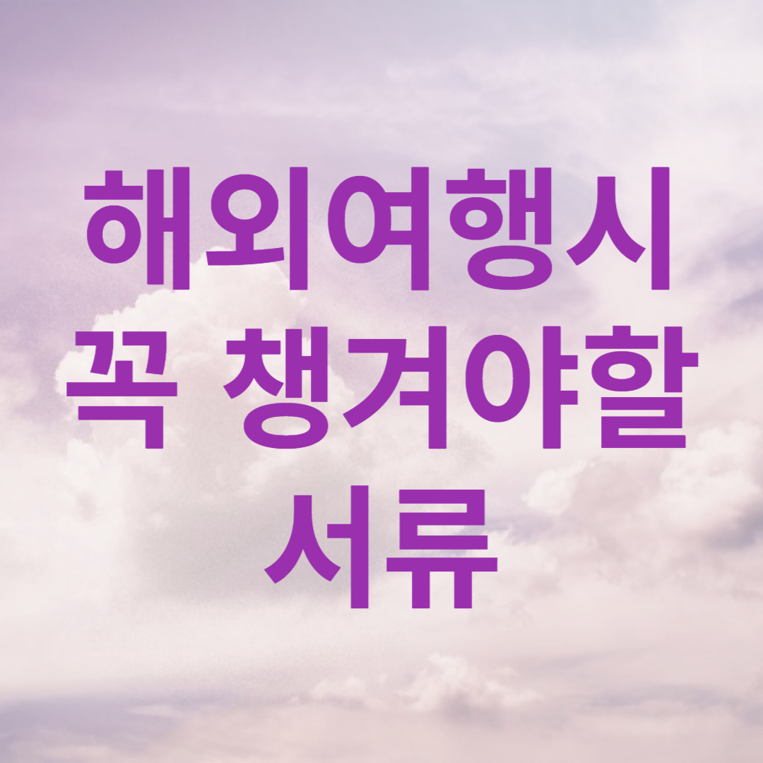 해외여행시 꼭 챙겨야 할 서류