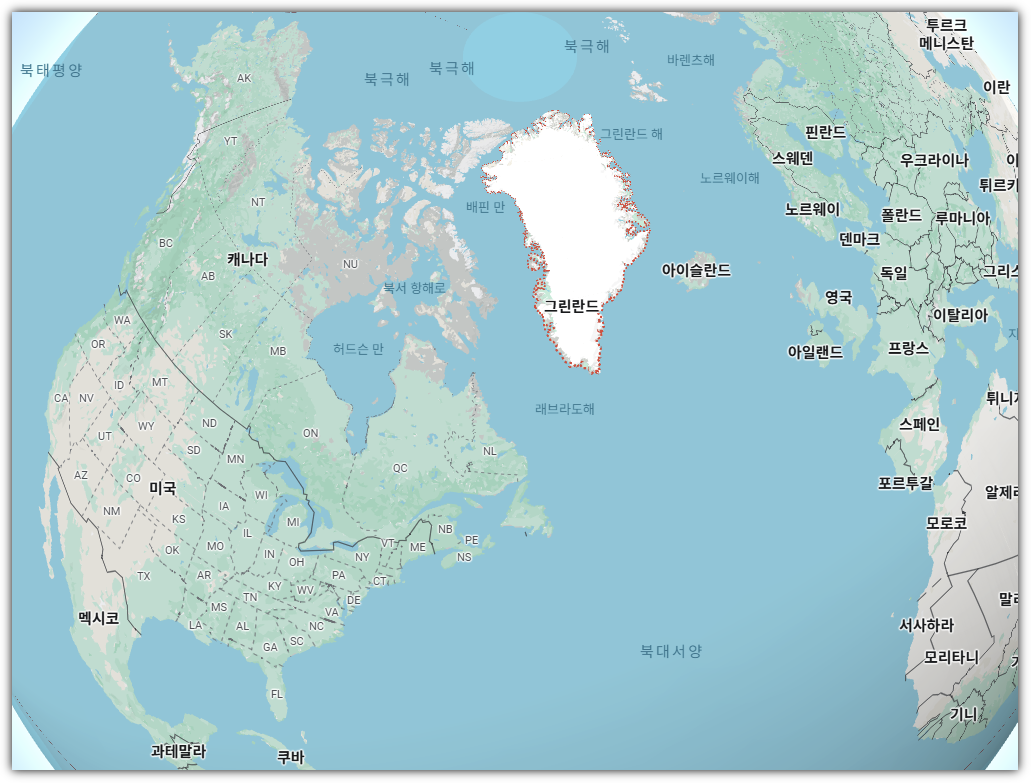 그린란드 위치, 지도 표시