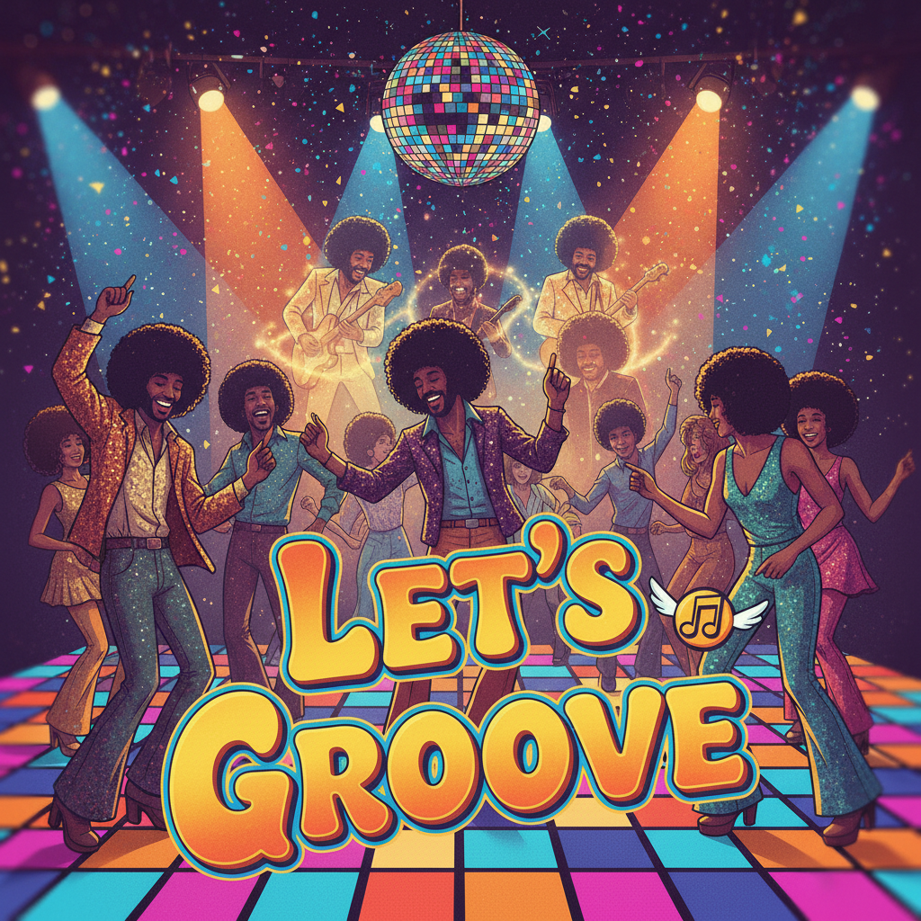 화려한 조명 아래 신나게 춤추는 사람들, Earth, Wind & Fire 콘서트의 활기찬 분위기