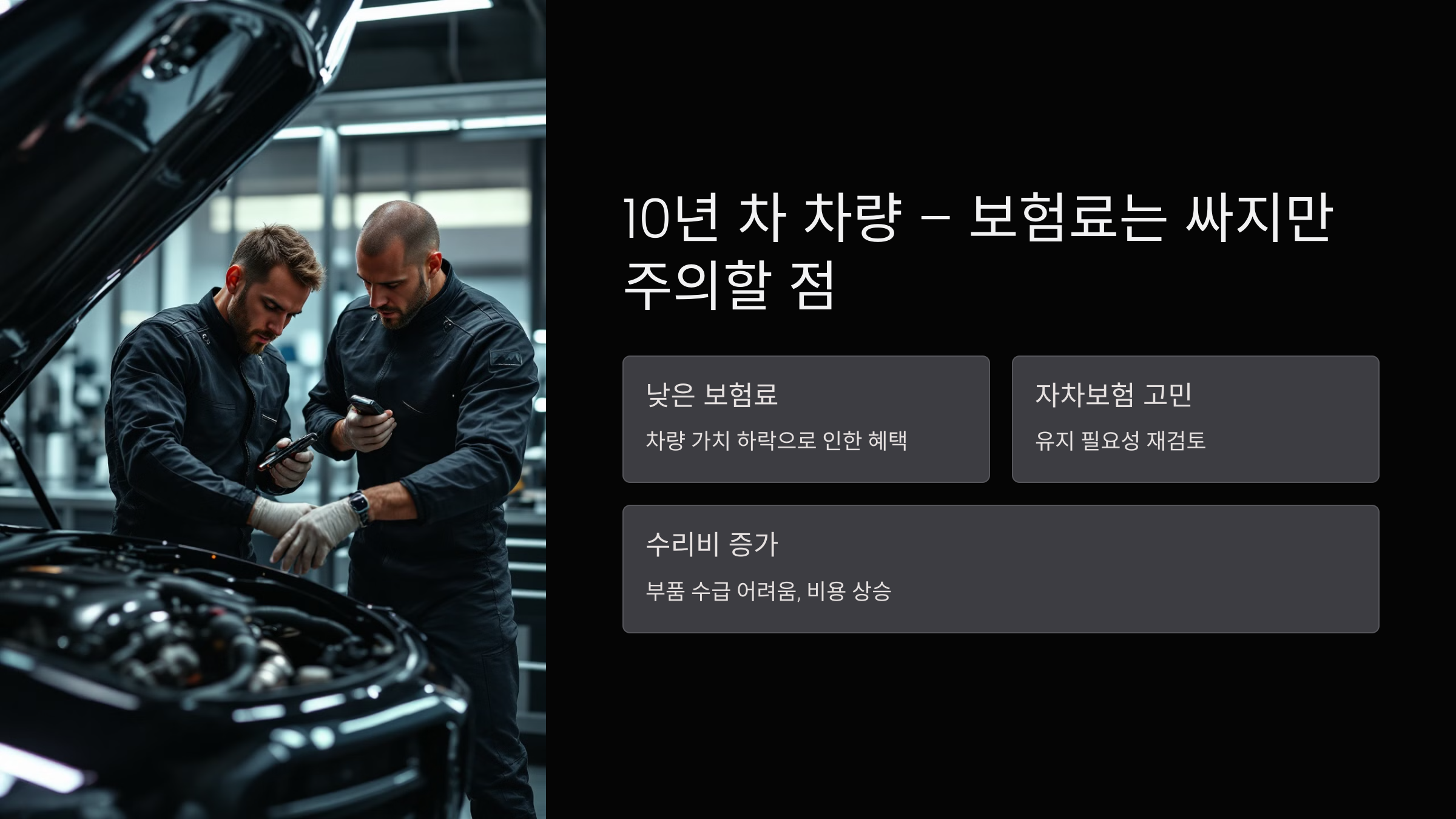 10년 차 차량 – 보험료는 싸지만 주의할 점