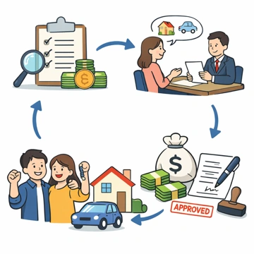 대출 처음 절차와 기본 구조를 단계별 흐름으로 정리한 설명 이미지8