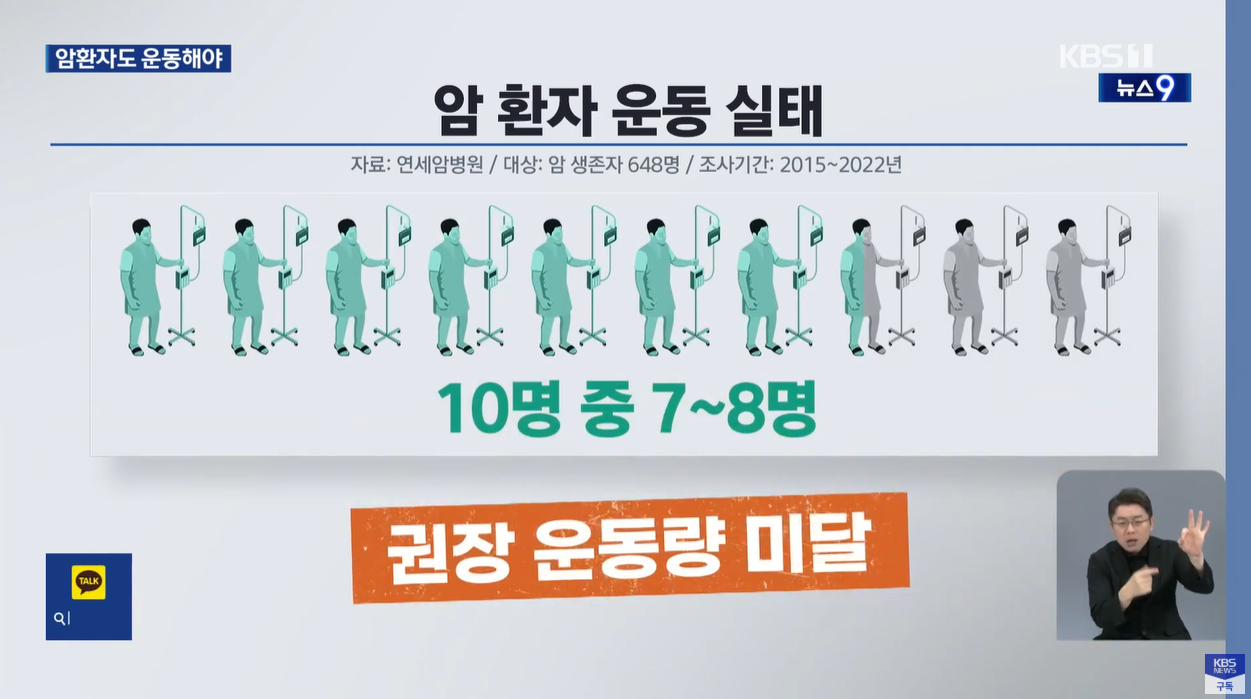 암생존율 중강도운동 운동이약이다 국립암센터 연세암병원 암환자운동 생존율33퍼센터 근력운동 건강한삶