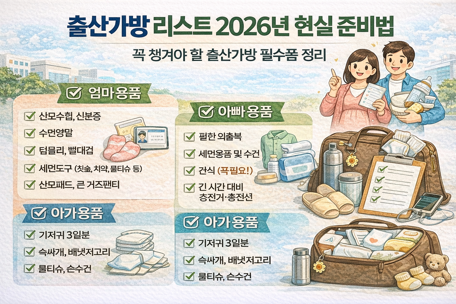 출산가방 리스트 2026년 현실 준비법 꼭 챙겨야 할 출산가방 필수품 정리