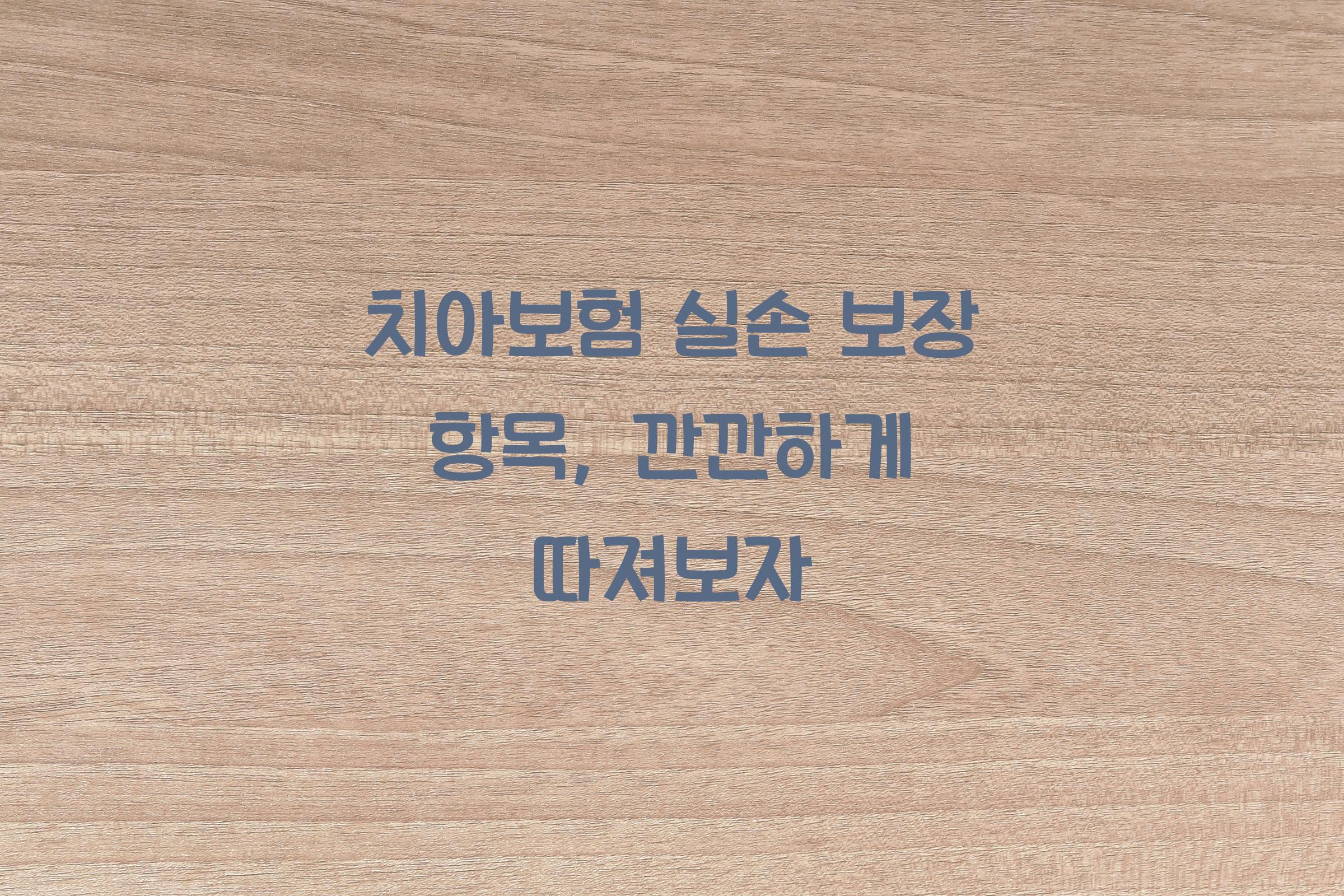 치아보험 실손 보장 항목