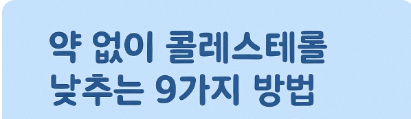 콜레스테롤 낮추는 방법