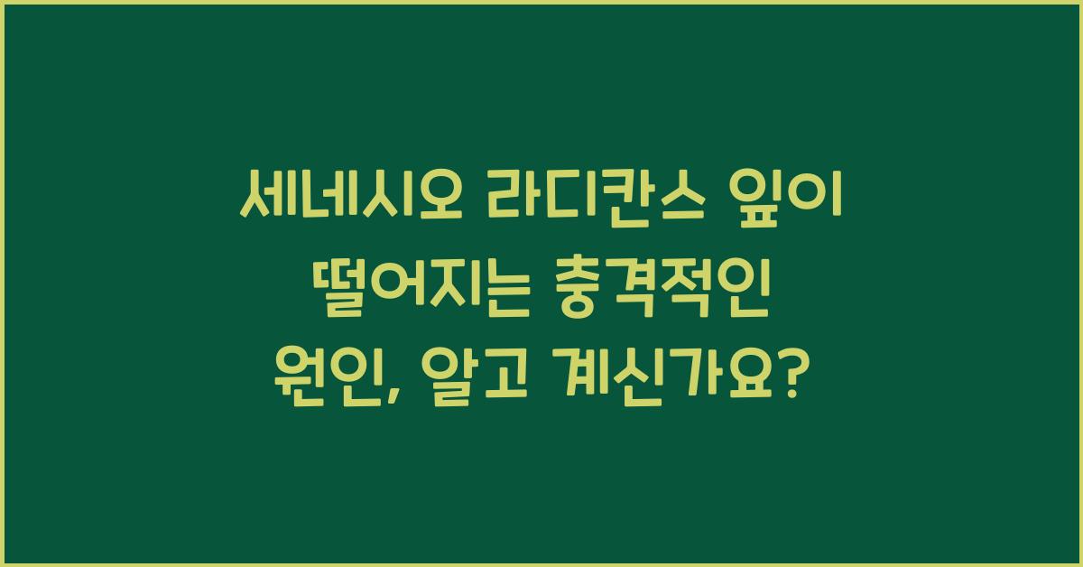 세네시오 라디칸스 잎이 떨어지는 충격적인 원인