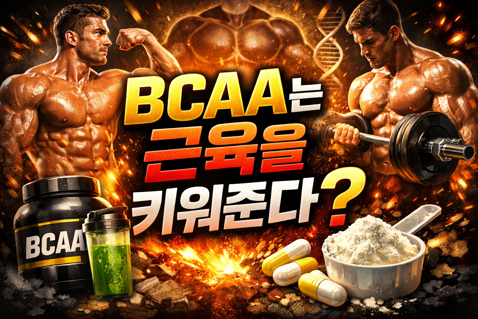 BCAA가 근육을 키워주는지에 대한 질문 이미지, BCAA 효과와 단백질 보충제 비교