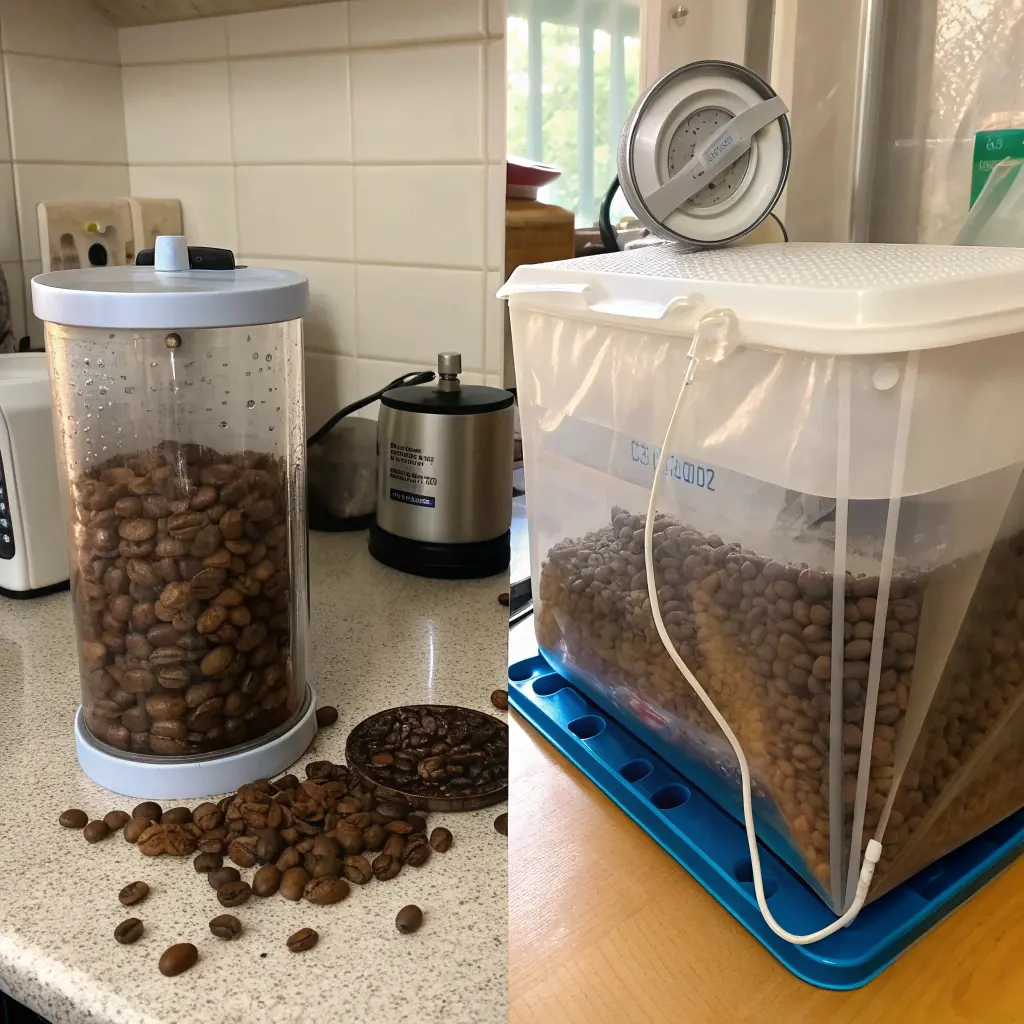 잘못된 원두 보관 vs 올바른 보관 환경 비교