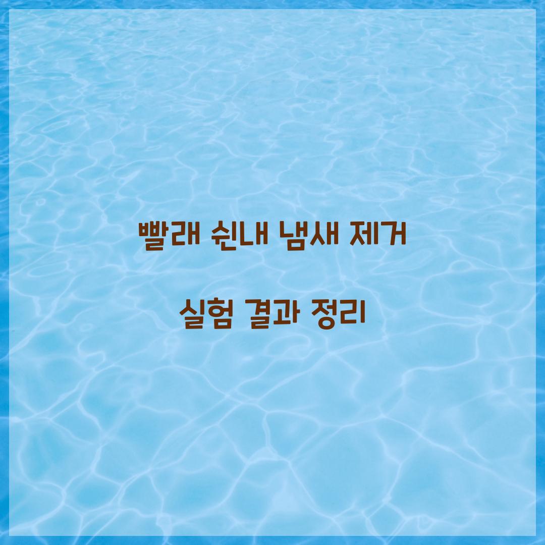 빨래 쉰내 냄새 제거 실험 결과 정리 