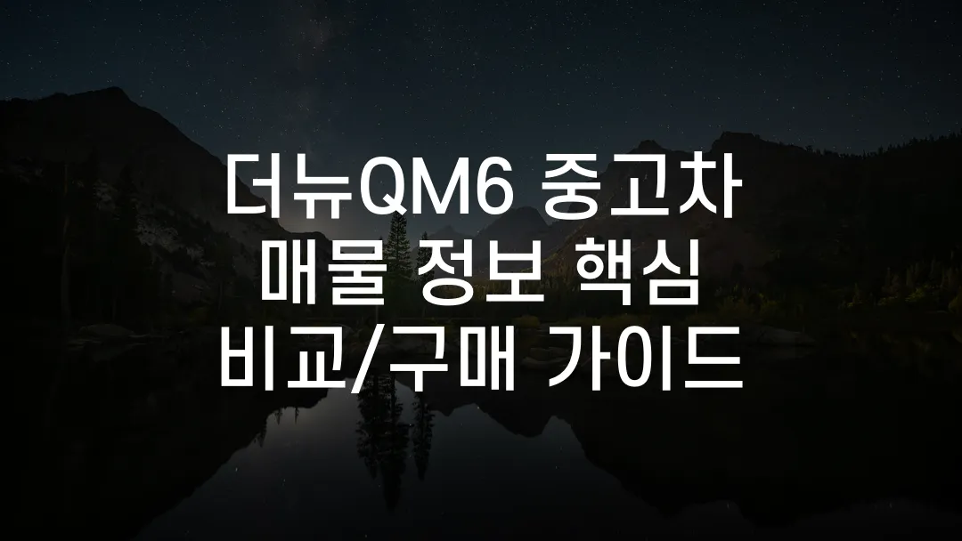 더뉴QM6 중고차 매물 정보 핵심 비교/구매 가이드