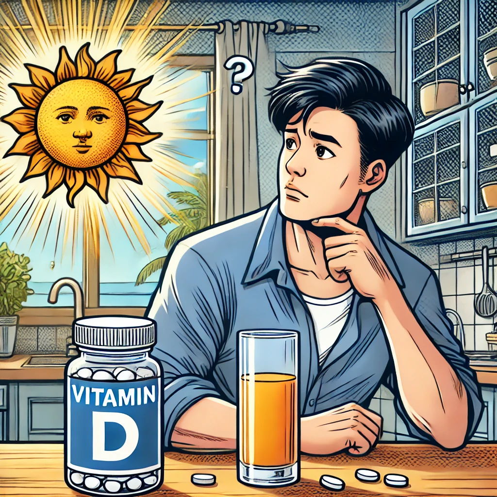 공복중 섭취가능한 영양제를 생각하는 남성