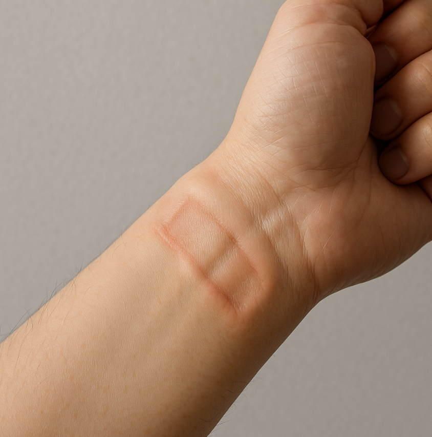 혈액순환 저하로 인해 손목에 생긴 시계자국 이미지